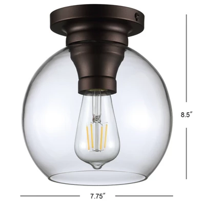 7.75" Metal/Glass Atlas Flush Mount (Includes Energy Efficient Light Bulb) - JONATHAN Y 3 7.75" Metal/Glass Atlas Flush Mount (Includes Energy Efficient Light Bulb) - JONATHAN Y - Image 3
