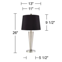 360 Lighting Geoff Modern Table Lamps 26" High Set Of 2 Brushed Nickel With USB Charging Port Black Faux Silk Drum Shade For Bedroom Living Room Desk -Adesso Shop GUEST 3dcbe9fd 7a99 4a83 b163 e8fc44d8a077