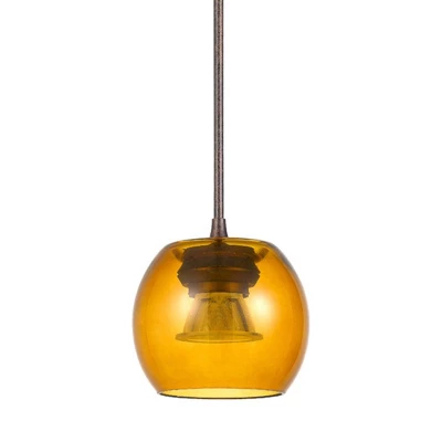 4.5" X 4.5" X 10" LED Dimmable Mini Pendant With Smoked Glass Rust - Cal Lighting 2 4.5" X 4.5" X 10" LED Dimmable Mini Pendant With Smoked Glass Rust - Cal Lighting - Image 2