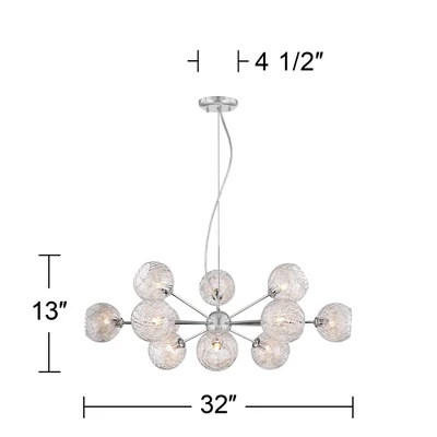 Possini Euro Design Wired Chrome Chandelier Lighting 32" Wide Modern Sputnik Art Glass 12-Light Fixture For Dining Room House Foyer Kitchen Island 6 Possini Euro Design Wired Chrome Chandelier Lighting 32" Wide Modern Sputnik Art Glass 12-Light Fixture For Dining Room House Foyer Kitchen Island - Image 6