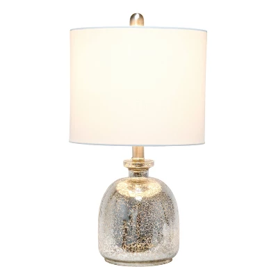 Mercury Hammered Glass Jar Table Lamp With Linen Shade Silver - Lalia Home 1 Mercury Hammered Glass Jar Table Lamp With Linen Shade Silver - Lalia Home
