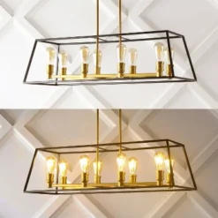 35" 8-Light Liane Farmhouse Industrial Iron Linear LED Pendant Black/Brass Gold - JONATHAN Y -Adesso Shop GUEST 3eb13fbc 4e96 4430 abd6 32c4c073a66c