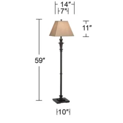 Regency Hill Traditional Floor Lamp 59" Tall Italian Bronze Taupe Faux Silk Square Hardback Shade For Living Room Reading Bedroom Office -Adesso Shop GUEST 3eb683d2 8216 4f35 8ad5 9ba2696df4c3