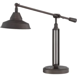 Franklin Iron Works Turnbuckle Rustic Farmhouse Desk Lamp 25" High Oil Rubbed Bronze With USB Charging Port LED Adjustable Metal Shade For Bedroom -Adesso Shop GUEST 3ecb5d12 0b70 48f1 bf69 d4c7f77275a1