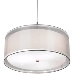 Possini Euro Design Brushed Nickel Pendant Chandelier 20" Wide Modern Organza Outer White Inner Shade 3-Light Fixture For Dining Room Kitchen Island -Adesso Shop GUEST 3f4cea19 b9e1 4df0 b83c 275c574c8e8b