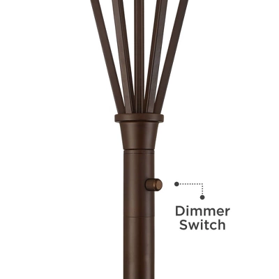 Franklin Iron Works Torchiere Floor Lamp LED 73" Tall Oil Rubbed Bronze Caged Frosted Glass Shade For Living Room Bedroom Office Uplight 3 Franklin Iron Works Torchiere Floor Lamp LED 73" Tall Oil Rubbed Bronze Caged Frosted Glass Shade For Living Room Bedroom Office Uplight - Image 3