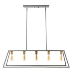 38" LED 5-Light Floyd Iron Adjustable LED Pendant Gray/Brass - JONATHAN Y -Adesso Shop GUEST 3fd03b19 4c25 4daf 895b 7b291c331687