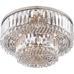Vienna Full Spectrum Magnificence Modern Ceiling Light Flush Mount Fixture 16" Wide Brushed Satin Nickel Faceted Crystal Glass For Bedroom Living Room -Adesso Shop GUEST 3fdcda3f 3a1a 402f b5c8 0158b2592b9e