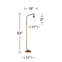 Possini Euro Design Tarrah Mid Century Modern 63" Tall Chairside Arc Floor Lamp Gold Black Metal Clear Glass Shade For Living Room House -Adesso Shop GUEST 3fdd9ba3 7f55 4d39 a3d8 0deb414530ca