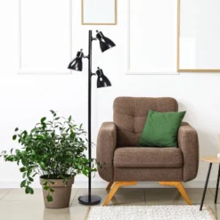 64" Traditional 3 Light Metal Floor Lamp With Adjustable Spotlight Shades Black - Creekwood Home -Adesso Shop GUEST 40187bbe 8fa1 4381 8f02 4fc230135313