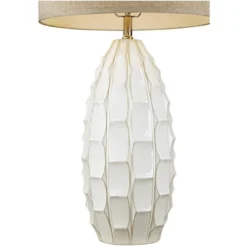 Possini Euro Design Cosgrove Modern Mid Century Table Lamp 32 3/4" Tall White Glazed Ceramic Beige Fabric Drum Shade For Bedroom Living Room Bedside -Adesso Shop GUEST 4071ce30 3ef3 4f98 9390 6f7c7f7a79d4