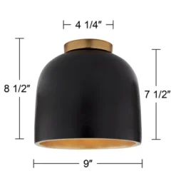 Possini Euro Design Merrick Modern Industrial Ceiling Light Flush Mount Fixture 9" Wide Black Gold For Bedroom Kitchen Living Room Hallway Bathroom -Adesso Shop GUEST 408324ca 13a5 45b8 8ebf ff634051194e