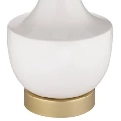 360 Lighting Nesbit Modern Mid Century Table Lamps 25" High Set Of 2 White Ceramic With USB Charging Port Drum Shade For Bedroom Living Room Bedside -Adesso Shop GUEST 4091fd95 6789 4c3e 87bb 8a826b13bf27