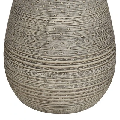 360 Lighting Julio Modern Table Lamp 30" Tall Natural Gray Ceramic Oatmeal Drum Shade For Bedroom Living Room Bedside Nightstand Office Kids House 5 360 Lighting Julio Modern Table Lamp 30" Tall Natural Gray Ceramic Oatmeal Drum Shade For Bedroom Living Room Bedside Nightstand Office Kids House - Image 5
