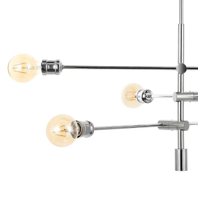36" 6-Light Atlas Modern Vintage Iron Arm-Adjustable LED Chandelier Chrome - JONATHAN Y 6 36" 6-Light Atlas Modern Vintage Iron Arm-Adjustable LED Chandelier Chrome - JONATHAN Y - Image 6