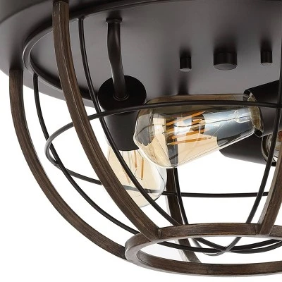 15.75" 3-Light Lyla Rustic Farmhouse Iron LED Flush Mount Wood Finished/Oil Rubbed Bronze - JONATHAN Y 8 15.75" 3-Light Lyla Rustic Farmhouse Iron LED Flush Mount Wood Finished/Oil Rubbed Bronze - JONATHAN Y - Image 8