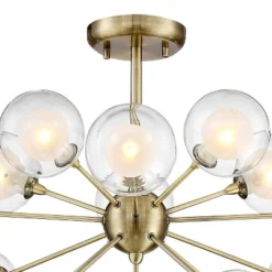 Possini Euro Design Modern Ceiling Light Semi Flush Mount Fixture Sputnik Brass 30 1/2" Wide 15-Light Double Glass Ball Hallway -Adesso Shop GUEST 431beddf 6c5b 4cd2 85aa 5ca719f915b6