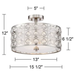 Possini Euro Design Saira Modern Ceiling Light Semi Flush Mount Fixture 16" Wide Brushed Nickel Crystal Organza Drum Shade For Bedroom Kitchen Hallway 8 Possini Euro Design Saira Modern Ceiling Light Semi Flush Mount Fixture 16" Wide Brushed Nickel Crystal Organza Drum Shade For Bedroom Kitchen Hallway -Adesso Shop GUEST 440538f1 6641 4d44 bdfe 4ba1a8de434b