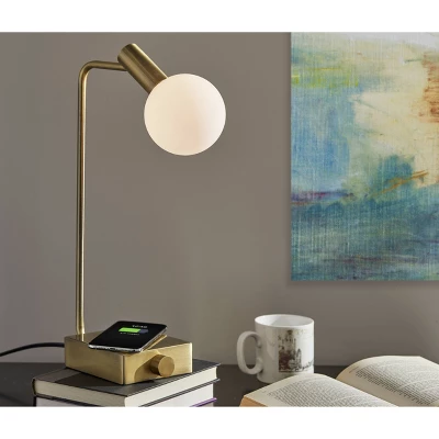 Windsor Charge Table Lamp Antique Brass (Includes LED Light Bulb) - Adesso 1 Windsor Charge Table Lamp Antique Brass (Includes LED Light Bulb) - Adesso