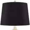 Regency Hill Luca Modern Table Lamps 25 1/2" High Set Of 2 Clear Glass With USB Charging Port Black Faux Silk Shade For Bedroom Living Room Home Desk