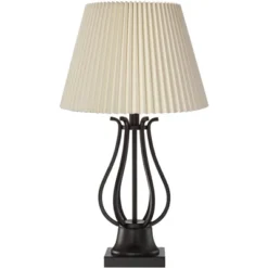 Regency Hill Hadley Industrial Table Lamps Set Of 2 26" High Bronze With AC Power Outlet Ivory Pleat Shade For Bedroom Living Room Bedside Office Desk -Adesso Shop GUEST 44a4c354 6ee0 4f0a 933d 6f5ec7ba38fa