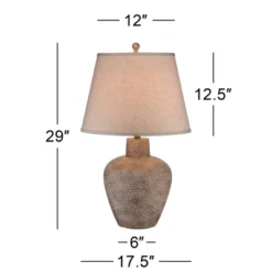 360 Lighting Bentley Rustic Farmhouse Table Lamp 29" Tall Brown Leaf Textured Hammered Pot Off White Empire Shade For Bedroom Living Room House Home -Adesso Shop GUEST 44ee5b2d fa65 497d 845f af451a670f7f