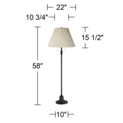 360 Lighting Spenser Retro Art Deco 58" Tall Floor Lamp Oiled Bronze Brown Beige Fabric Pleated Empire Shade For Living Room Bedroom House -Adesso Shop GUEST 45074a01 0be9 4fb6 83c3 f40042529b38