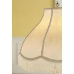 360 Lighting Vintage Shabby Chic Floor Lamp 60" Tall Antique White Cream Scallop Fabric Dome Shade Fringe For Living Room Reading Bedroom -Adesso Shop GUEST 4536a807 45bc 42b7 adde 833adcfcccb4