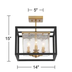 Possini Euro Design Liston Modern Ceiling Light Semi Flush Mount Fixture 14" Wide Black Brass 4-Light Ice Glass Panels For Bedroom Kitchen Living Room 9 Possini Euro Design Liston Modern Ceiling Light Semi Flush Mount Fixture 14" Wide Black Brass 4-Light Ice Glass Panels For Bedroom Kitchen Living Room -Adesso Shop GUEST 45820fa8 7151 4a2b 98f5 2a565d7524fe