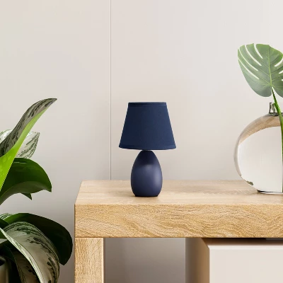 9.45" Petite Ceramic Oblong Bedside Table Desk Lamp With Matching Tapered Drum Shade Blue - Creekwood Home 6 9.45" Petite Ceramic Oblong Bedside Table Desk Lamp With Matching Tapered Drum Shade Blue - Creekwood Home - Image 6