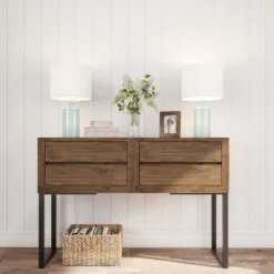 Hastings Home Blue Glass Open Base Table Lamp With LED Bulb And Modern Shade For Coastal, Nautical, And Rustic Cottage Styles -Adesso Shop GUEST 45c4535e 5090 44a8 81e9 74588180aced