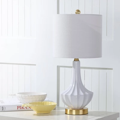 21.5" Ceramic Parker Mini Table Lamp (Includes LED Light Bulb) White - JONATHAN Y 2 21.5" Ceramic Parker Mini Table Lamp (Includes LED Light Bulb) White - JONATHAN Y - Image 2