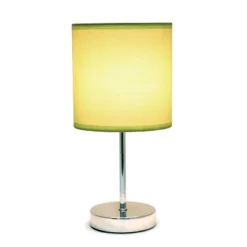 11.81" Traditional Petite Metal Stick Bedside Table Desk Lamp In Chrome With Fabric Shade Green - Creekwood Home -Adesso Shop GUEST 45fb439e f83e 4556 b978 ef21b1341857
