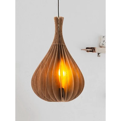 19.75" Modern Walnut Wood Hanging Pendant Light Brown - Ore International 2 19.75" Modern Walnut Wood Hanging Pendant Light Brown - Ore International - Image 2