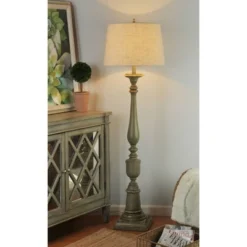 64" Antique French Polyester Resin Floor Lamp Olive Green - StyleCraft -Adesso Shop GUEST 472d0984 1a47 4279 8083 fe016d1a262c