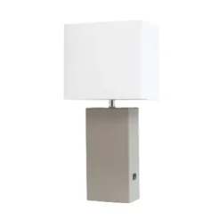 21" Lexington Leather Base Modern Home Decor Bedside Table Lamp With USB Charging Port And Fabric Shade - Lalia Home 36 21" Lexington Leather Base Modern Home Decor Bedside Table Lamp With USB Charging Port And Fabric Shade - Lalia Home -Adesso Shop GUEST 479c664a 5924 4f17 8a8b 0fb2132d5b13