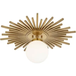 Possini Euro Design Hazel Modern Ceiling Light Semi Flush Mount Fixture 24" Wide Warm Brass White Globe Shade For Bedroom Kitchen Living Room Hallway -Adesso Shop GUEST 48188eba 2f68 4f86 9f8a a54dd55ba25f
