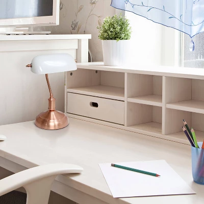 Executive Banker's Desk Lamp With Glass Shade Rose Gold - Simple Designs 3 Executive Banker's Desk Lamp With Glass Shade Rose Gold - Simple Designs - Image 3