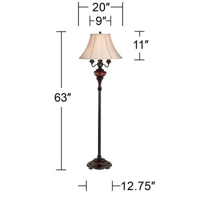 Barnes And Ivy Traditional Floor Lamp 4-Light 63" Tall Lush Bronze Tortoise Glass Font Bell Shade For Living Room Reading Bedroom Office 8 Barnes And Ivy Traditional Floor Lamp 4-Light 63" Tall Lush Bronze Tortoise Glass Font Bell Shade For Living Room Reading Bedroom Office - Image 8