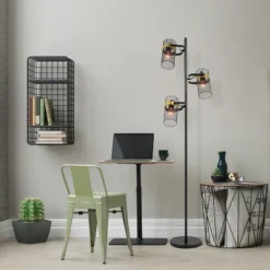 67.25" Echo Black Painted Metal Mesh Three Drum Shade Candlestick Floor Lamp - River Of Goods -Adesso Shop GUEST 497ffdd1 1352 449e abe0 cfbd6c601cd7