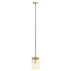 1-Light 9.25" Modern Farmhouse Adjustable Hanging Cylindrical Clear Glass Pendant Fixture With Metal Accent - Lalia Home -Adesso Shop GUEST 49d75483 3d5a 442c 9cd7 556f775c04ea