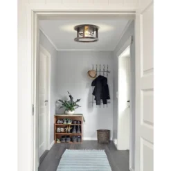 12.75" 2-Light LED Iron Rustic Industrial Flush Mount Brown - JONATHAN Y -Adesso Shop GUEST 4a34ad7d eb4a 4032 936f f99a8c590a93