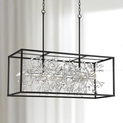 Possini Euro Design Carrine Black Silver Linear Pendant Chandelier 38 1/2" Wide Modern Clear Crystal 8-Light Fixture For Dining Room Kitchen Island 1 Possini Euro Design Carrine Black Silver Linear Pendant Chandelier 38 1/2" Wide Modern Clear Crystal 8-Light Fixture For Dining Room Kitchen Island