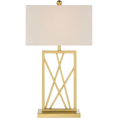 360 Lighting Claudia 26 1/2" Tall Square Modern Glam Luxe Table Lamp Gold Finish Metal Single White Shade Living Room Bedroom Bedside Nightstand House 6 360 Lighting Claudia 26 1/2" Tall Square Modern Glam Luxe Table Lamp Gold Finish Metal Single White Shade Living Room Bedroom Bedside Nightstand House - Image 6