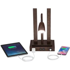 Possini Euro Design Deacon Modern Desk Table Lamp 26" High Bronze With USB And AC Power Outlet In Base LED Reading Light Oatmeal Shade For Office Desk -Adesso Shop GUEST 4db32ed7 0804 479a af43 afecd341a8a6 1