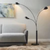 67" Archer 3-Light Adjustable Arc Floor Lamp Black - 510 Design