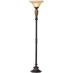 Kathy Ireland Sonnett Vintage Rustic Torchiere Floor Lamp 72" Tall Bronze Faux Marble Alabaster Glass Shade For Living Room Bedroom Office House Home -Adesso Shop GUEST 4e44b387 d3ab 4219 b16a 5567770b3dad