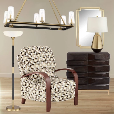 Possini Euro Design Modern Torchiere Floor Lamp Light Blaster LED 72.25" Tall Antique Brass And Matte Black Opal Glass For Living Room Bedroom 8 Possini Euro Design Modern Torchiere Floor Lamp Light Blaster LED 72.25" Tall Antique Brass And Matte Black Opal Glass For Living Room Bedroom - Image 8