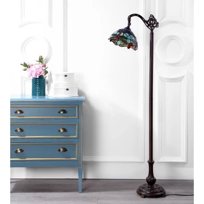 60" Dragonfly Tiffany Style Arched Floor Lamp (Includes LED Light Bulb) Bronze - JONATHAN Y 2 60" Dragonfly Tiffany Style Arched Floor Lamp (Includes LED Light Bulb) Bronze - JONATHAN Y - Image 2