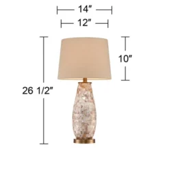 Regency Hill Cottage Table Lamps 26.5" High Set Of 2 Mother Of Pearl Tile Vase Beige Drum Shade For Living Room Family Bedroom Bedside Office -Adesso Shop GUEST 4f84a3bf 295b 4713 8e62 4f6a91c056d3